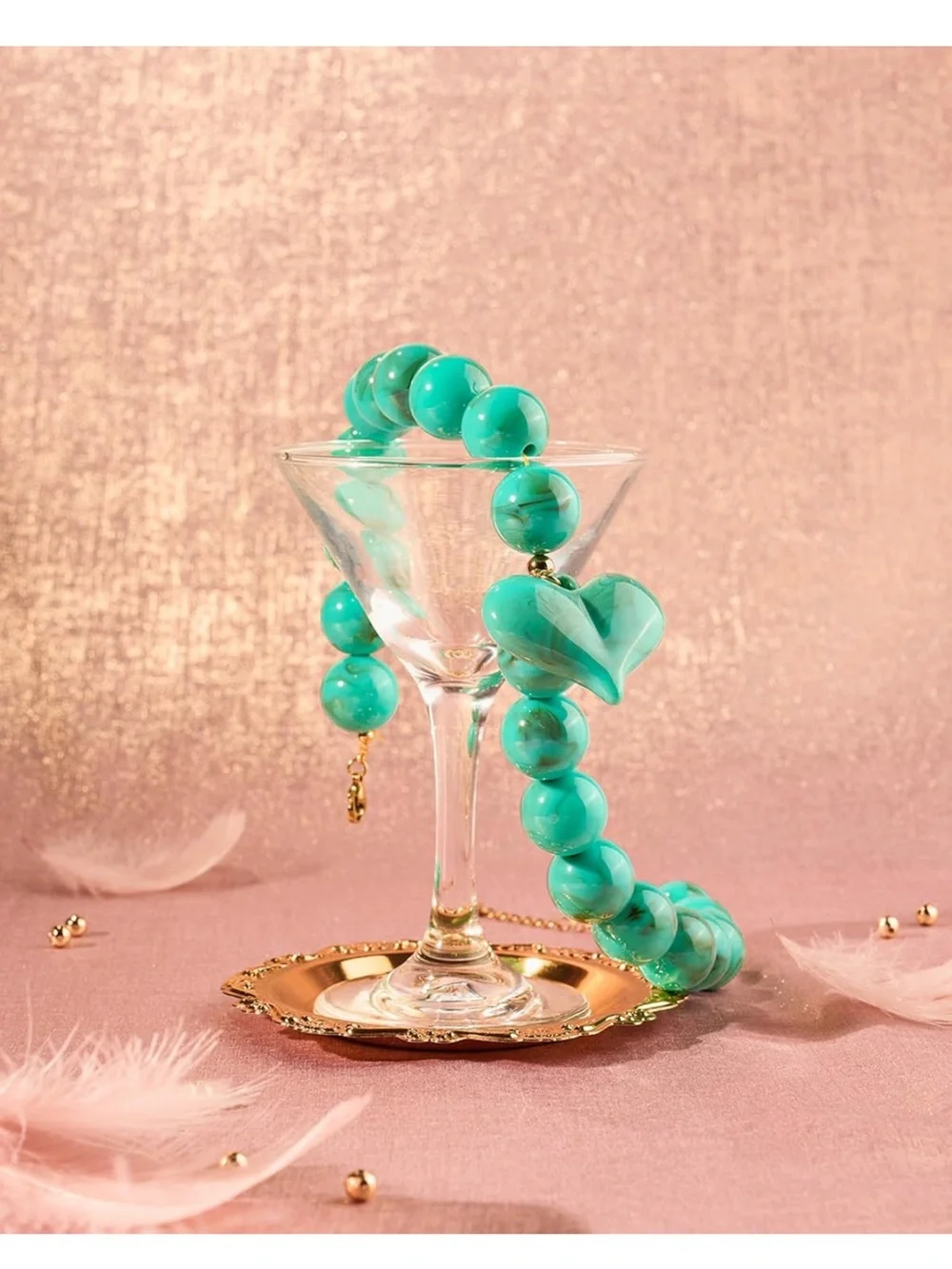 Anthropologie Turquoise Beaded Heart Necklace